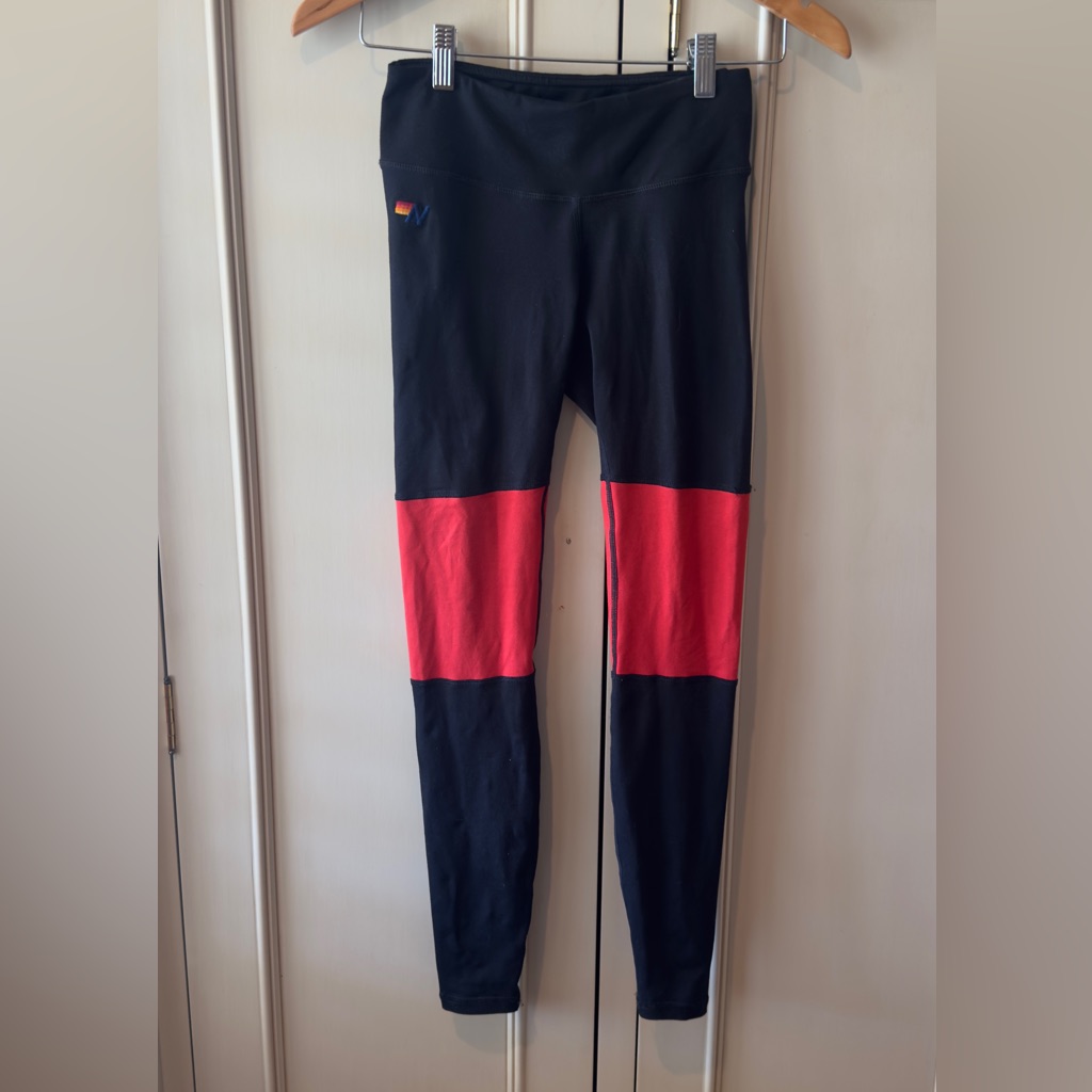 Aviator Nation Sprinter Leggings In Black And Red. Great Condition. Size Xs
